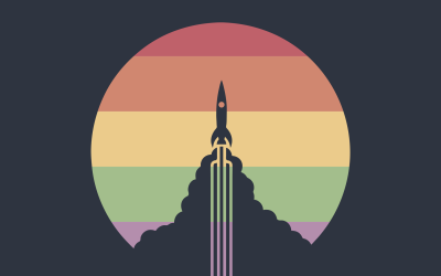 Aesthetic Retro Rocket Launch Wallpaper HD 4K Minimalist Space Art