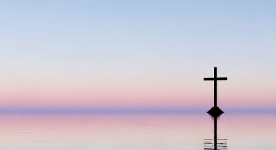 Aesthetic Christian Cross Sunset Wallpaper HD 4K - Peaceful Spiritual Scene
