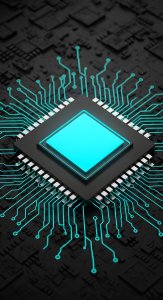 Cool Tech CPU Microchip Wallpaper HD 4K Aesthetic Cyberpunk Background