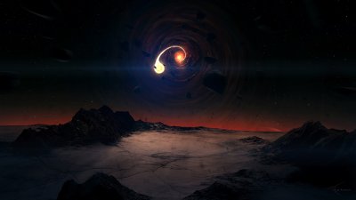 Sci-Fi Cosmic Black Hole Wallpaper HD 4K - Aesthetic Space Landscape