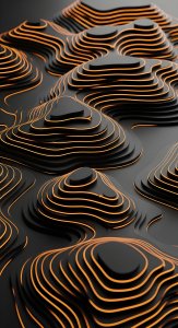 Aesthetic 3D Topographic Map Wallpaper HD 4K Cool Black and Orange