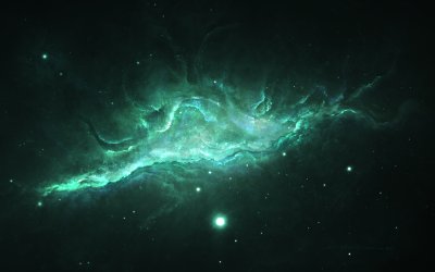 Emerald Nebula Galaxy Wallpaper HD 4K - Aesthetic Green Space Art