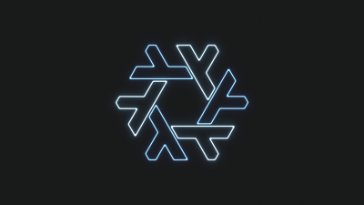 Cool Blue Neon Geometric Logo Wallpaper HD 4K Aesthetic Dark Background