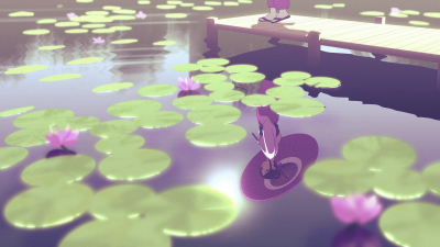 Aesthetic Anime Pond Reflection Wallpaper HD 4K - Relaxing Lo-fi Scenery