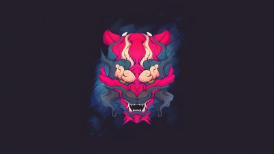 Cool Oni Mask Wallpaper HD 4K - Aesthetic Japanese Demon Art