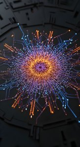 Futuristic Abstract Circuit Core Wallpaper HD 4K - Aesthetic Tech Art