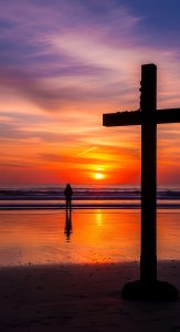 Serene Spiritual Sunset Beach Wallpaper HD 4K - Aesthetic Silhouette
