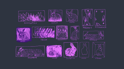 Aesthetic Purple Rabbit Audio Effects Wallpaper HD 4K Cool Music Illustration