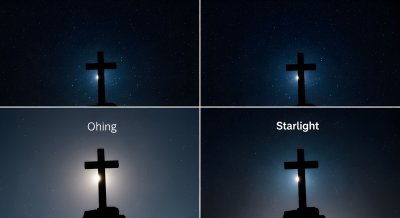 Majestic Cross Under Starry Night Sky Aesthetic Wallpaper HD 4K