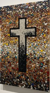 Aesthetic Mosaic Cross Wallpaper HD 4K - Spiritual Stone Art