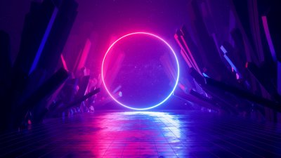 Neon Synthwave Circle Aesthetic Wallpaper HD 4K Futuristic Background
