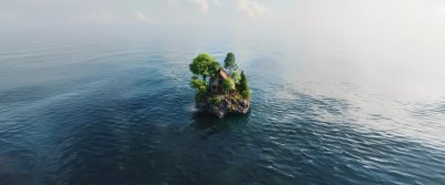 Peaceful Island Cottage Wallpaper HD 4K - Aesthetic Nature Escape