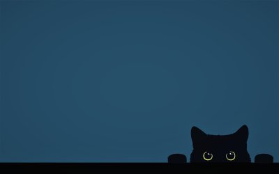 Peeking Black Cat Minimalist Aesthetic Wallpaper HD 4K for Desktop