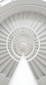 Modern White Spiral Staircase Aesthetic Wallpaper HD 4K for Mobile