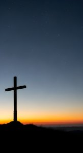 Aesthetic Christian Cross Silhouette Wallpaper HD 4K - Starry Sunset Sky