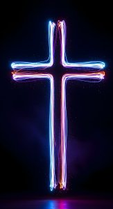 Aesthetic Neon Cross Wallpaper HD 4K - Cool Glowing Spiritual Art