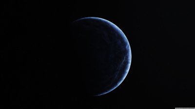 Deep Space Blue Planet Wallpaper HD 4K - Aesthetic Crescent Moon Background
