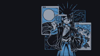 Aesthetic Blue Anime Girl Digital Art Wallpaper HD 4K Cool Retro Vibe