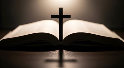 Christian Cross and Holy Bible HD 4K Wallpaper - Aesthetic Faith Background