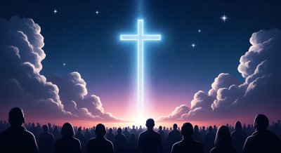 Glowing Cross Aesthetic Wallpaper HD 4K - Spiritual Faith Background