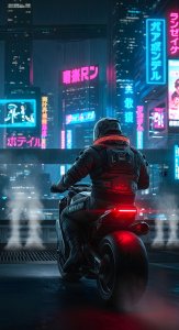 Cyberpunk City Night Motorcycle Wallpaper HD 4K Cool Aesthetic