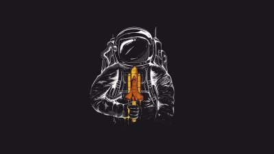 Aesthetic Astronaut Holding Melting Space Shuttle Wallpaper HD 4K