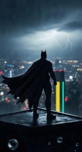 Batman Dark Knight Rooftop Rain Wallpaper HD 4K Aesthetic for Mobile