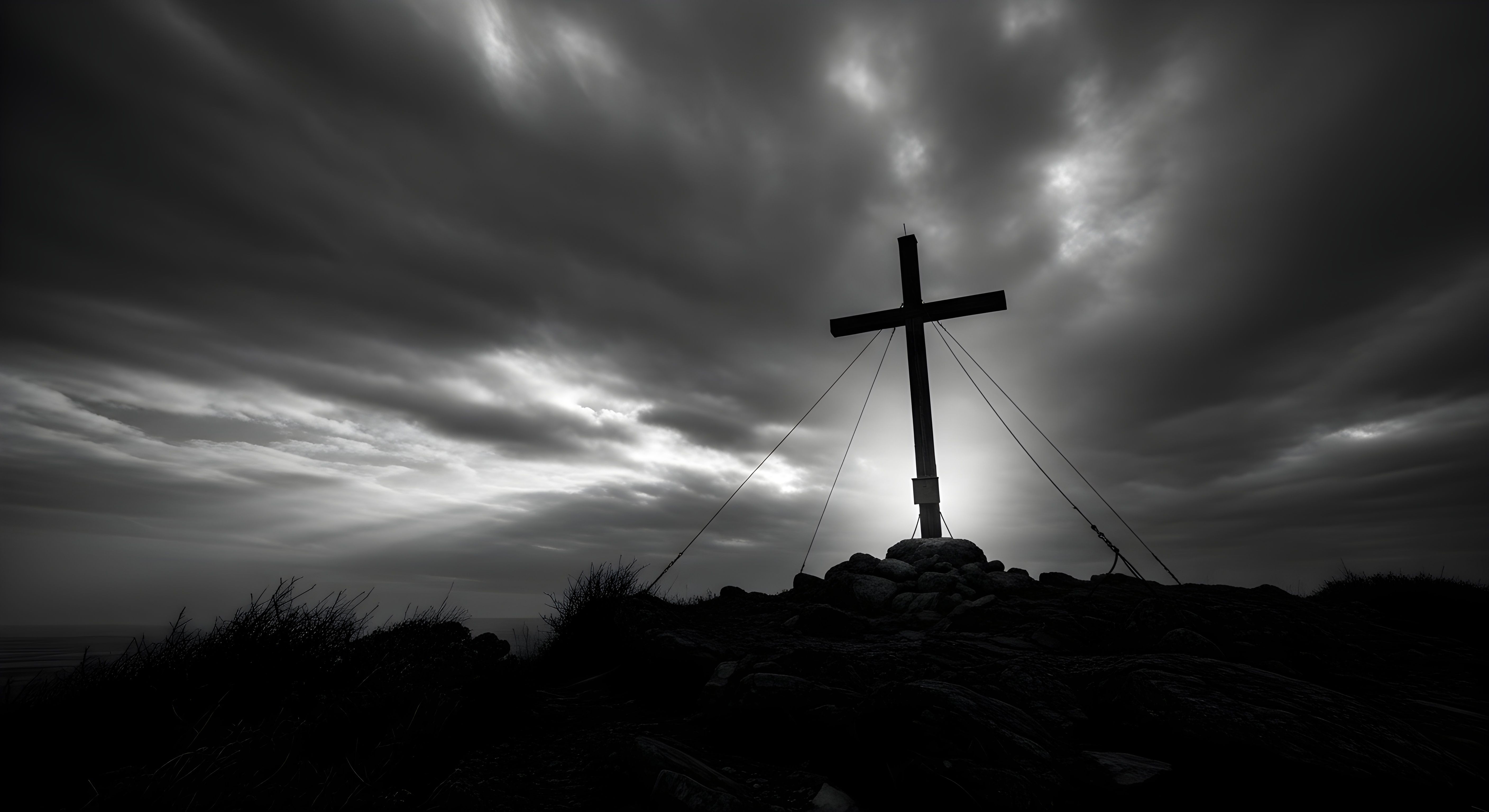 Dramatic Cross Silhouette Wallpaper HD 4K - Moody Aesthetic Background