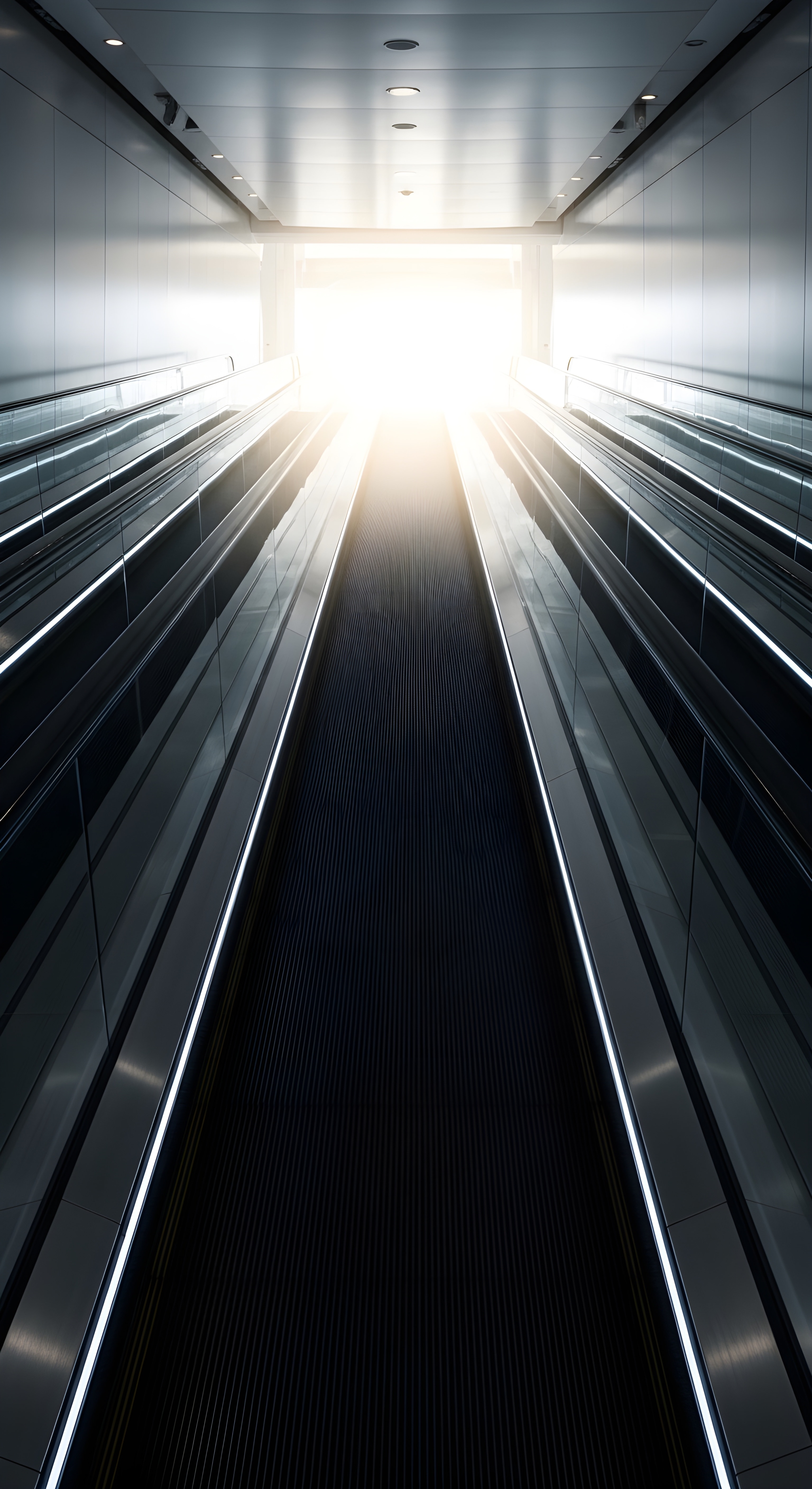 Futuristic Escalator Aesthetic Wallpaper HD 4K - Modern Minimalist Design
