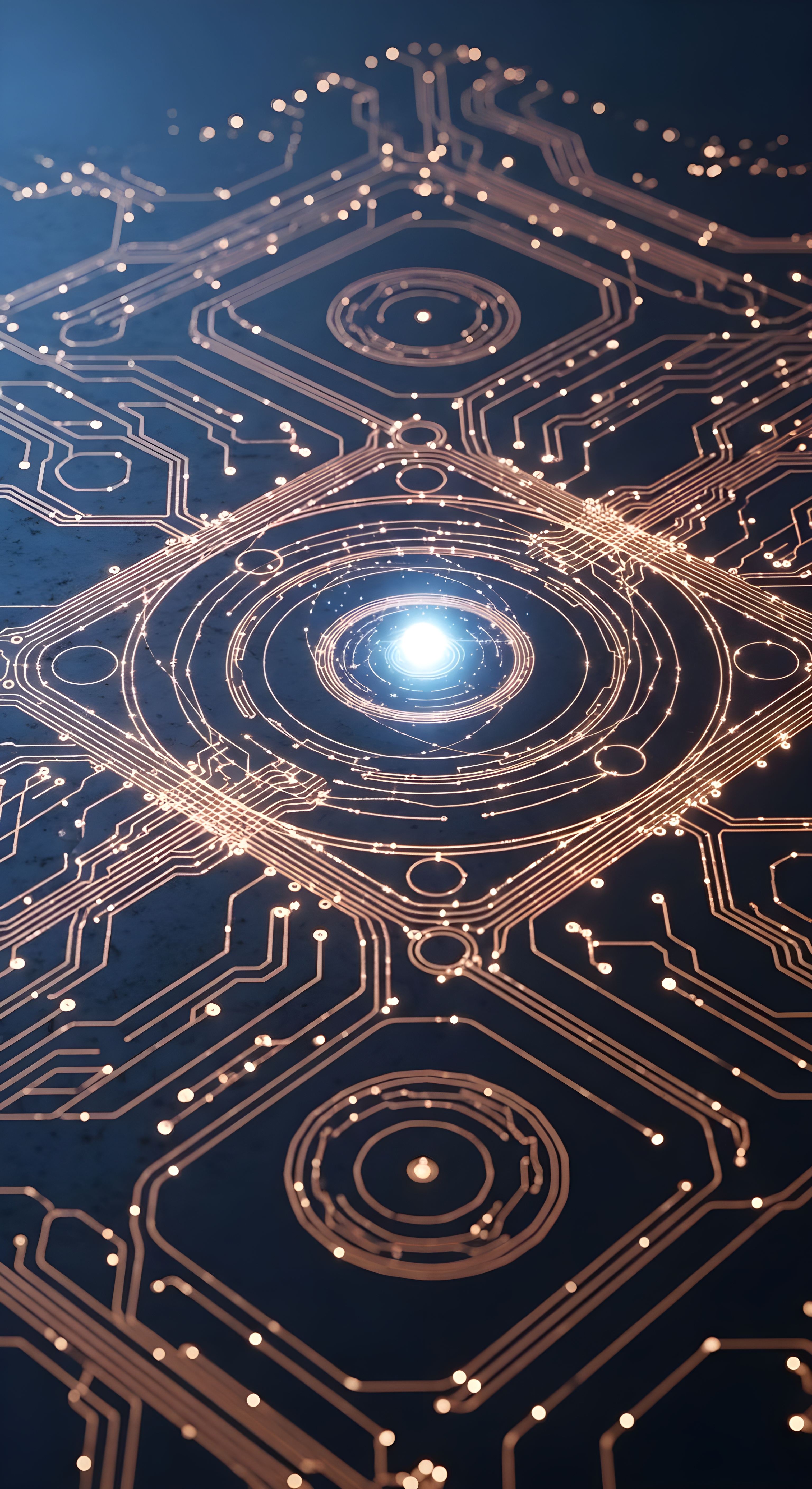 Futuristic Glowing Circuit Board Wallpaper HD 4K Aesthetic Tech Art