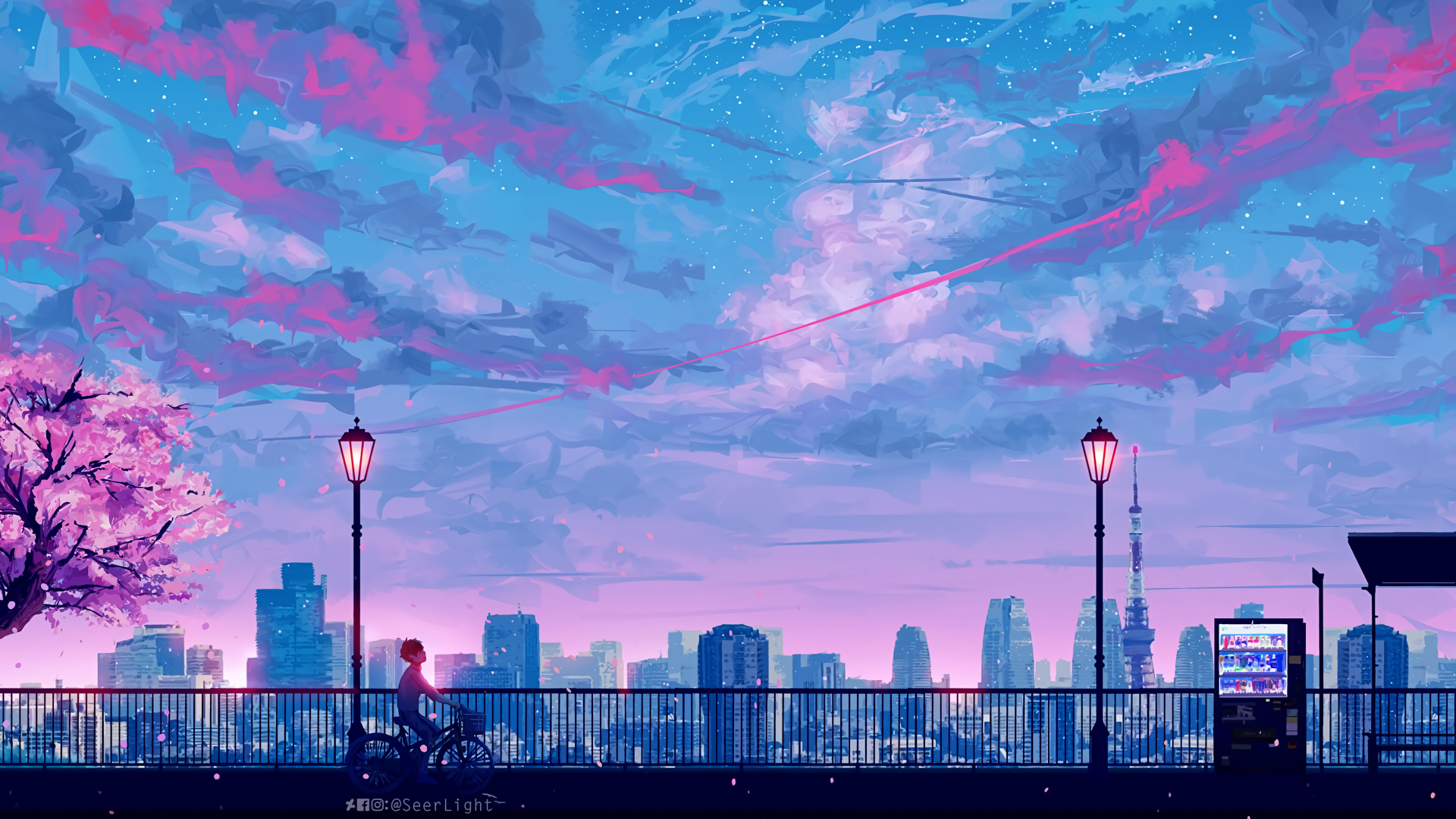 Aesthetic Anime Cityscape Wallpaper HD 4K - Tokyo Twilight Skyline Art