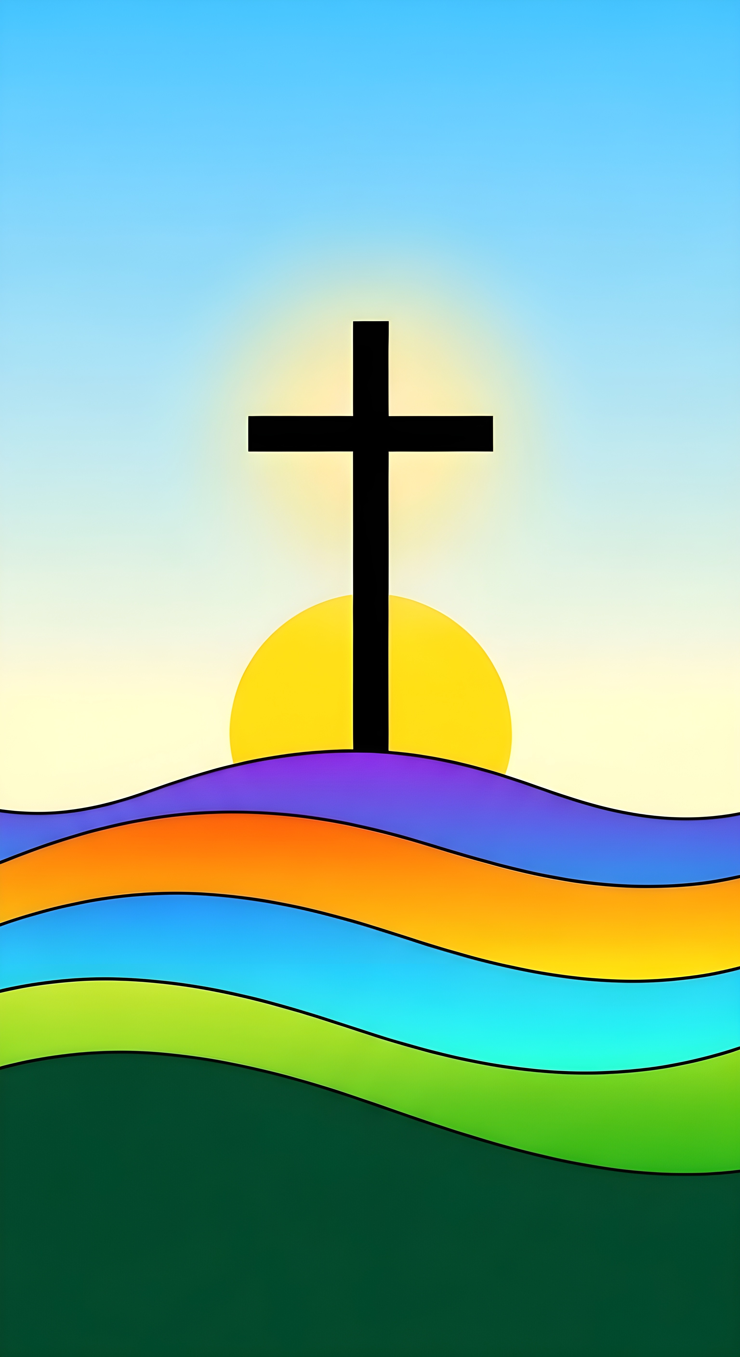 Aesthetic Christian Cross Wallpaper HD 4K - Spiritual Sunrise Background