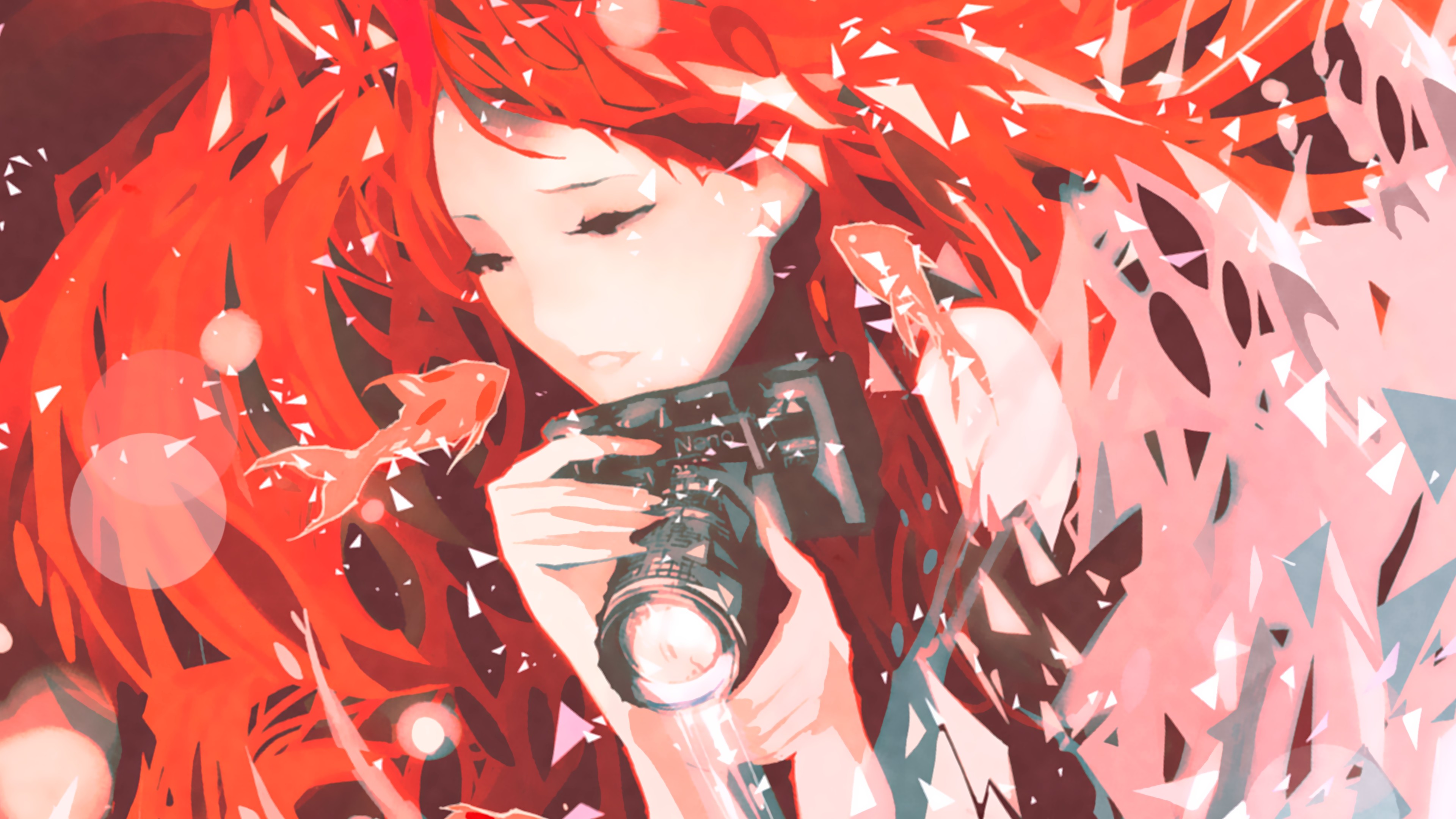 Aesthetic Red Hair Anime Girl Photography Wallpaper HD 4K Background