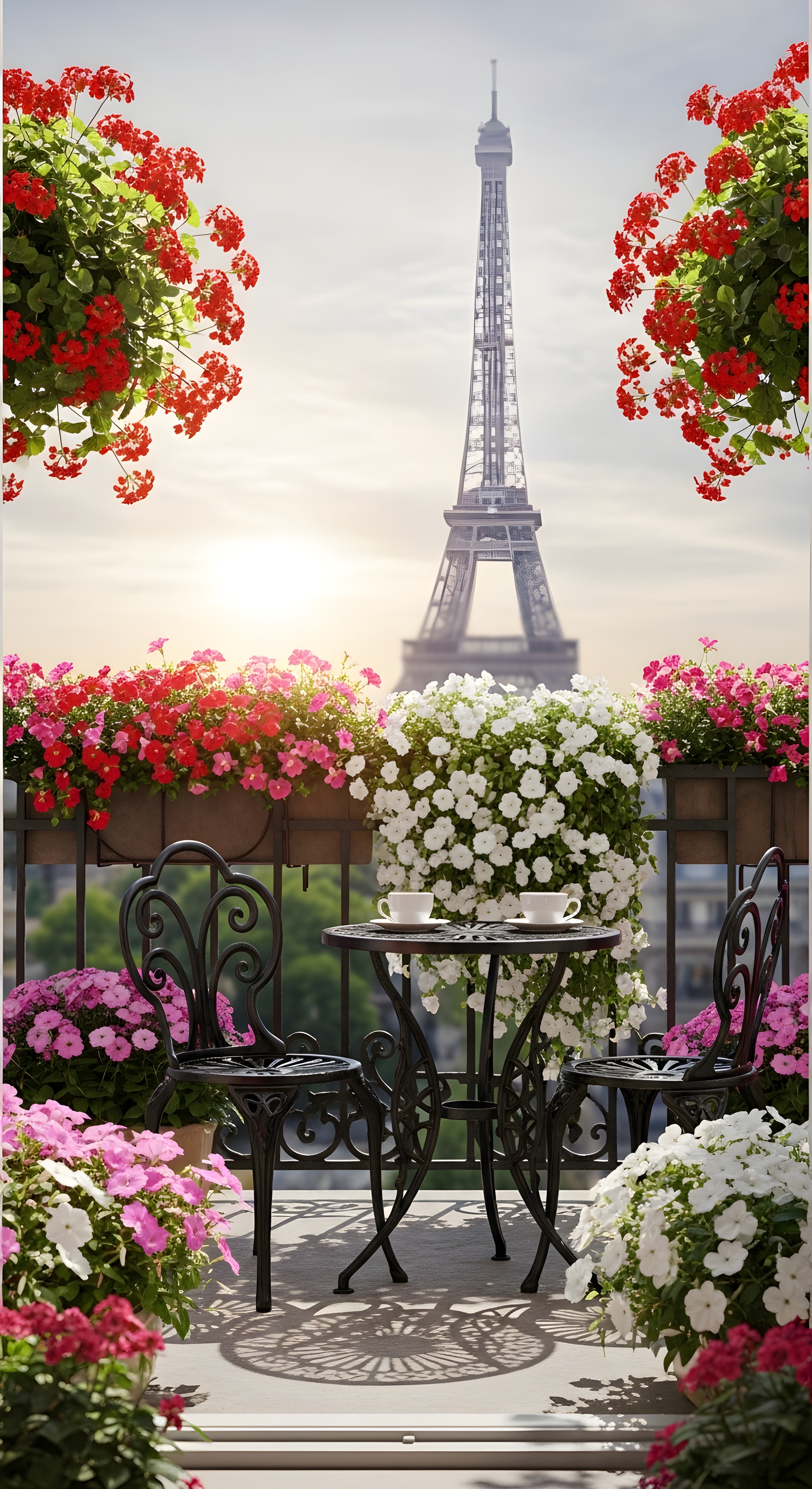Romantic Paris Balcony View Wallpaper HD 4K Aesthetic Eiffel Tower