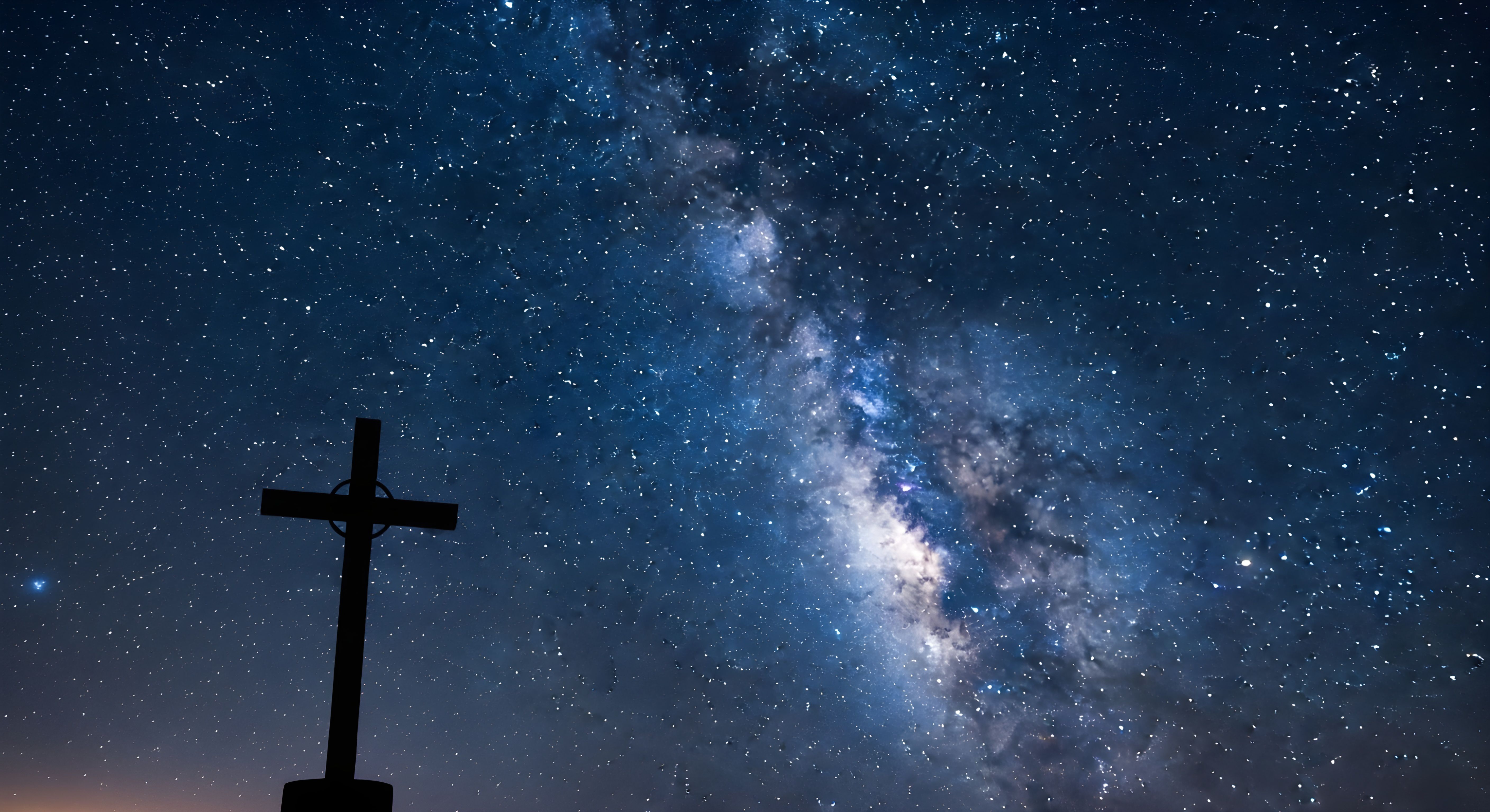 Aesthetic Cross Under Milky Way Galaxy Wallpaper HD 4K Cool Night Sky