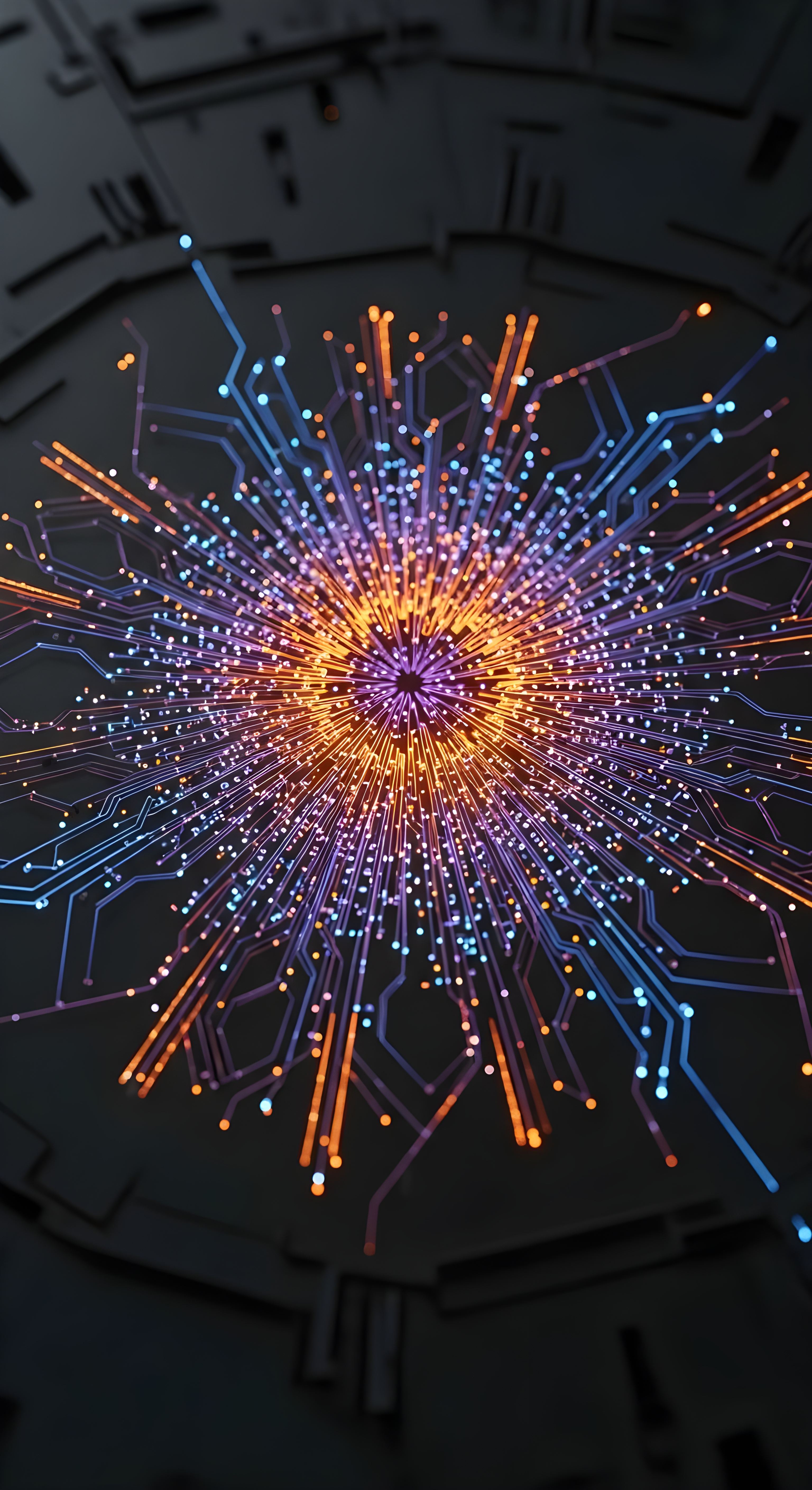 Futuristic Abstract Circuit Core Wallpaper HD 4K - Aesthetic Tech Art