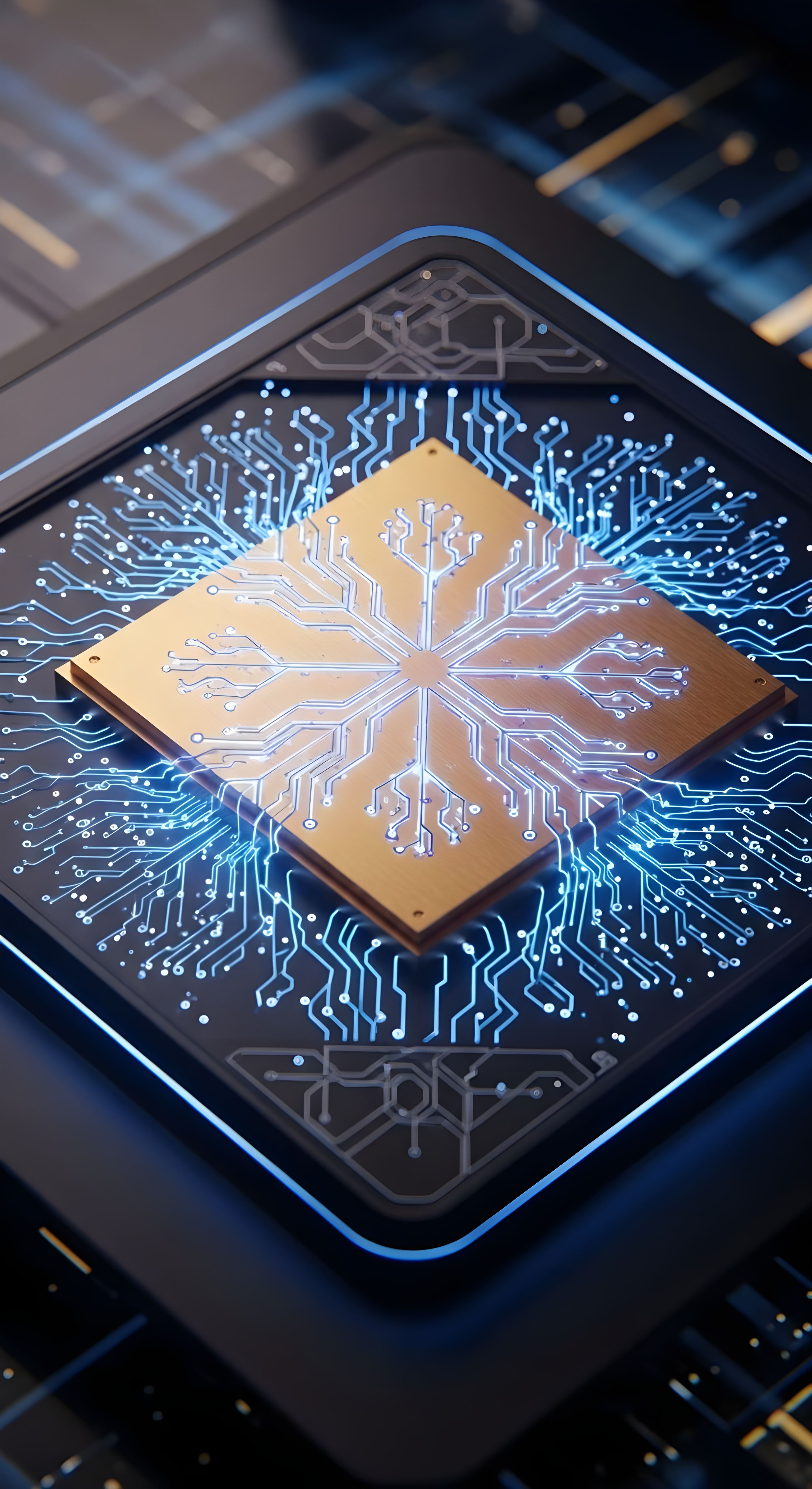 Futuristic Microchip Aesthetic Wallpaper HD 4K - Cool Tech Circuit Board