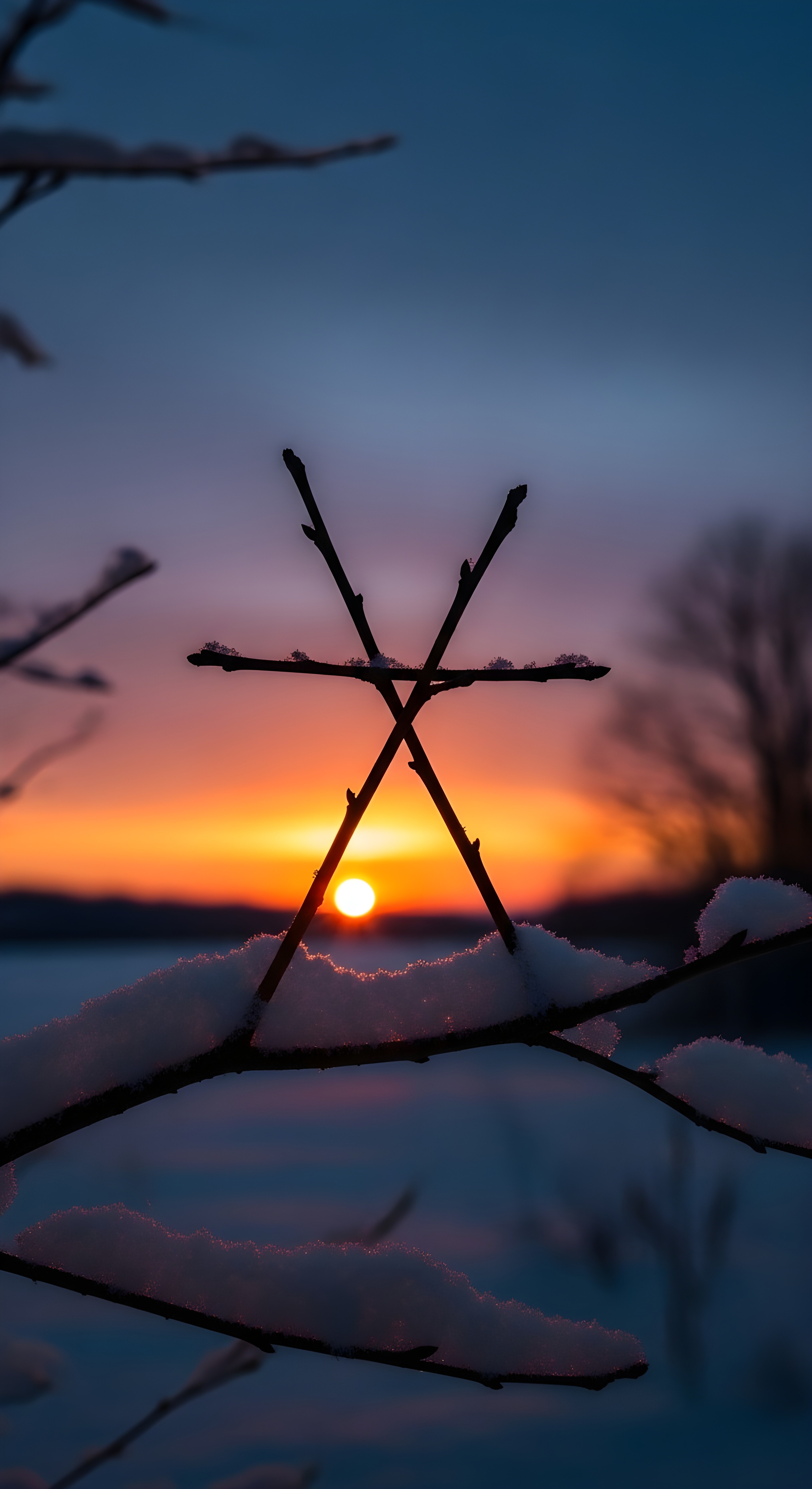 Aesthetic Winter Sunset HD 4K Wallpaper - Beautiful Snowy Nature Background