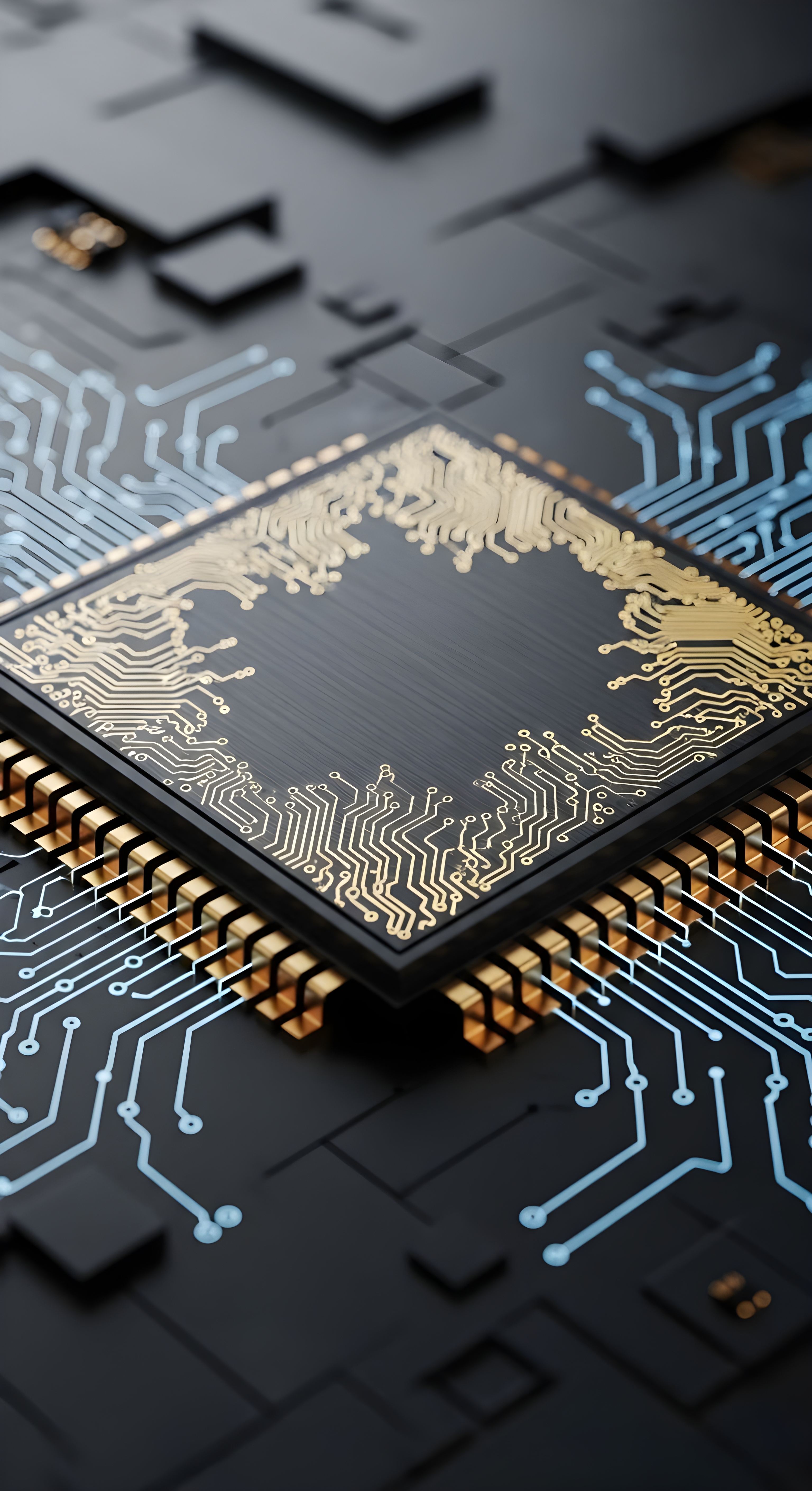 Futuristic CPU Tech Wallpaper HD 4K - Aesthetic Circuit Board Background