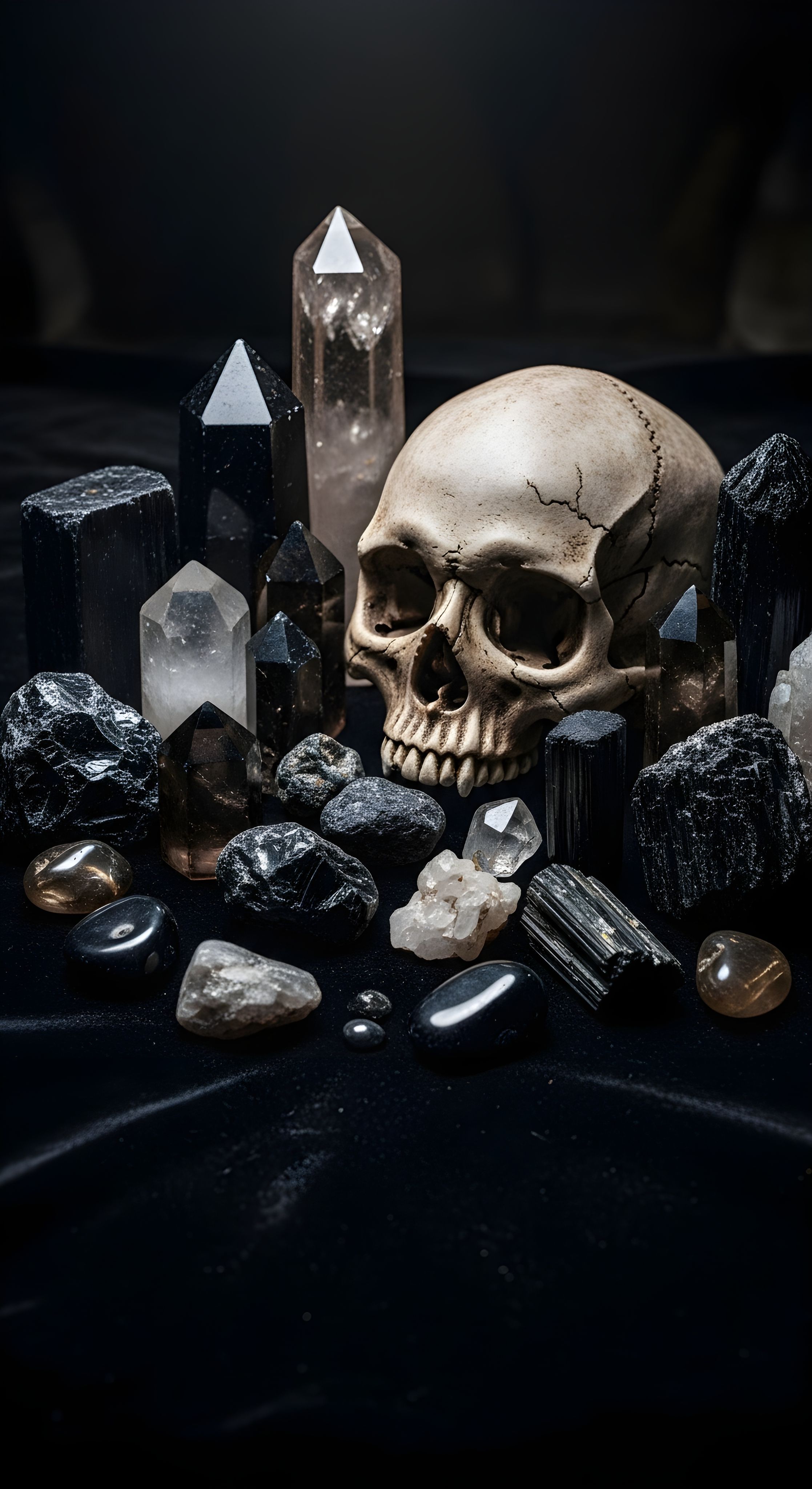 Gothic Skull and Crystals Aesthetic Wallpaper HD 4K for Desktop