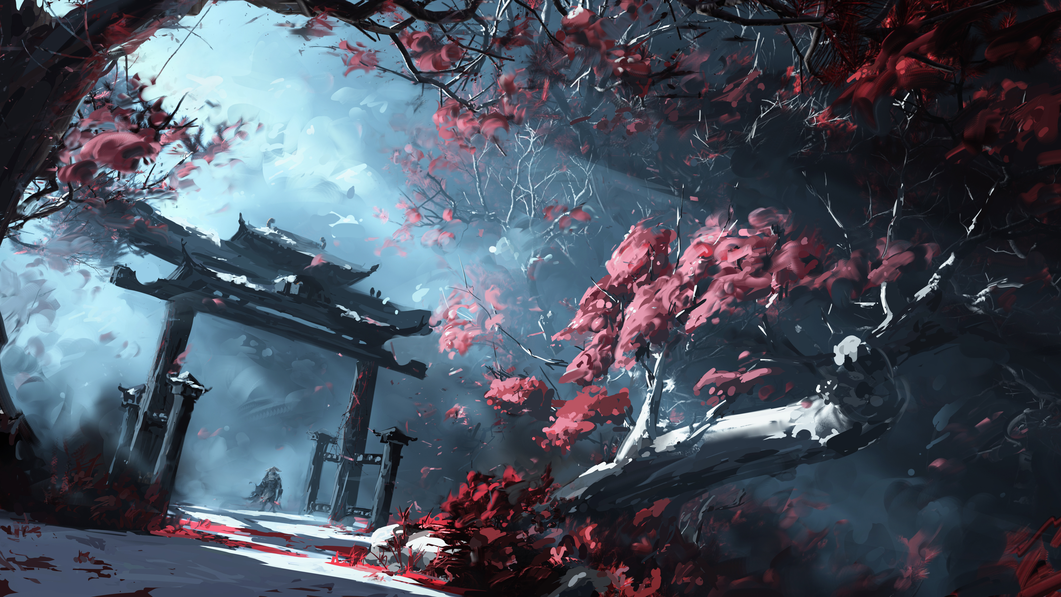 Aesthetic Japanese Temple Gate Wallpaper HD 4K - Cool Fantasy Art