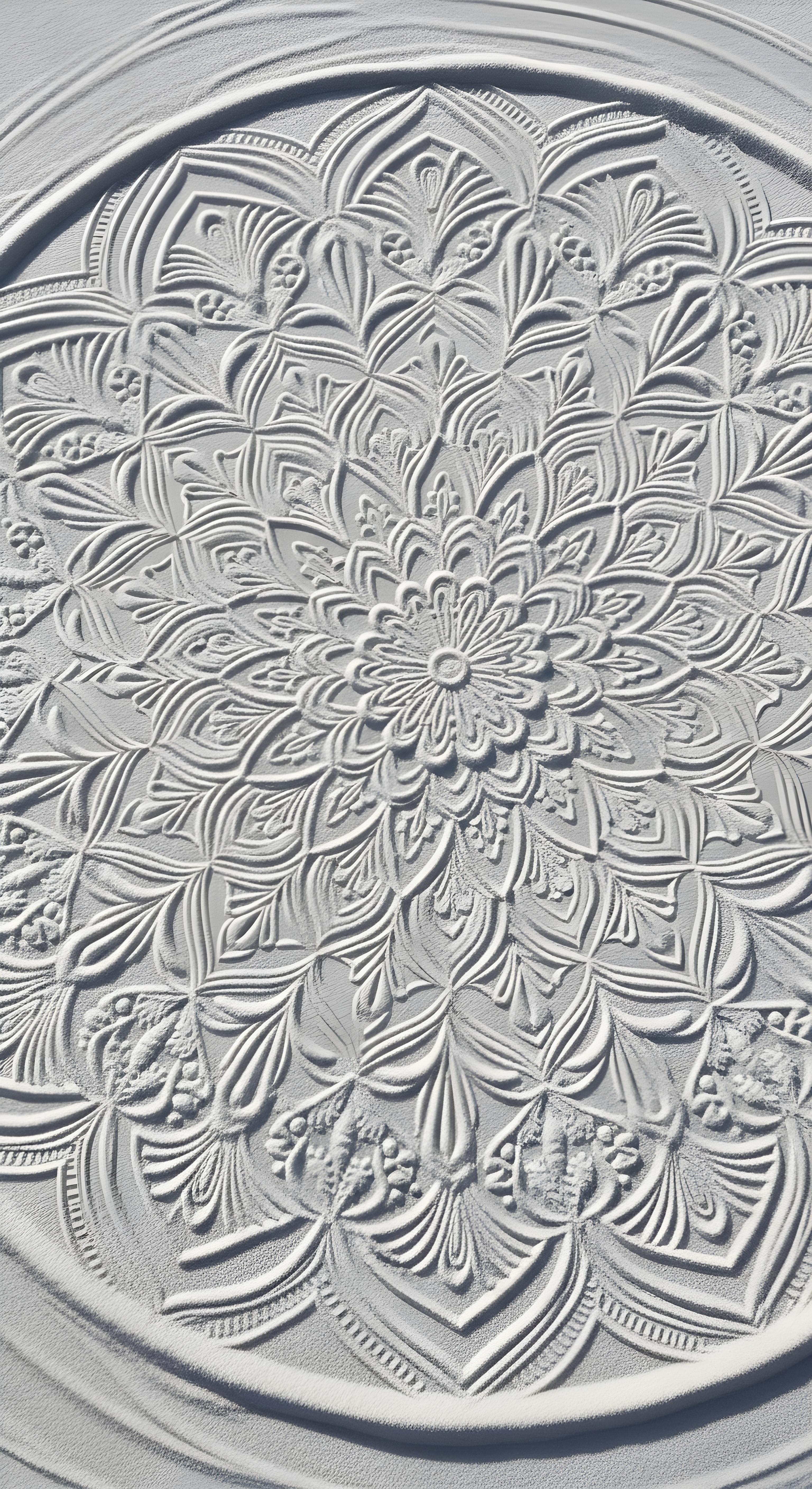 White Sand Mandala Aesthetic Wallpaper HD 4K - Minimalist Zen Art