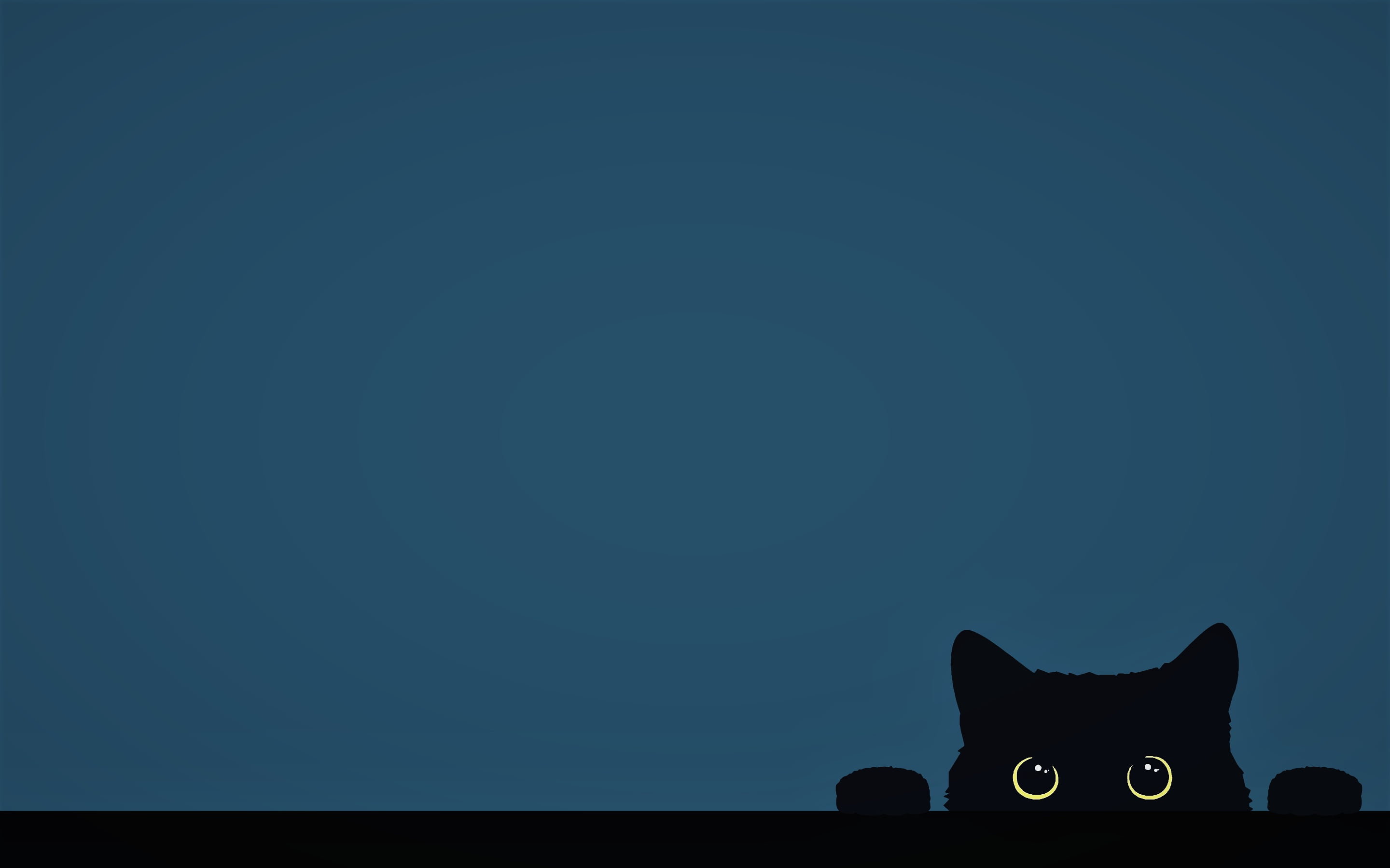 Peeking Black Cat Minimalist Aesthetic Wallpaper HD 4K for Desktop