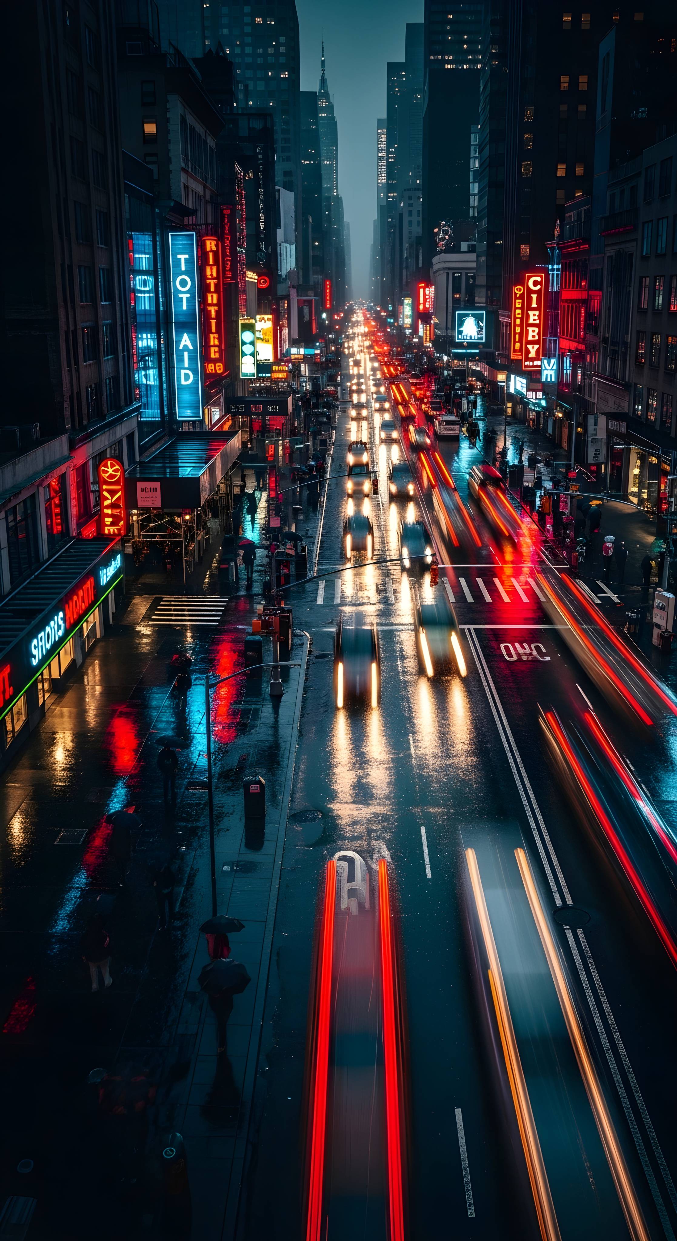 Cyberpunk New York City Night Cityscape Wallpaper HD 4K Aesthetic