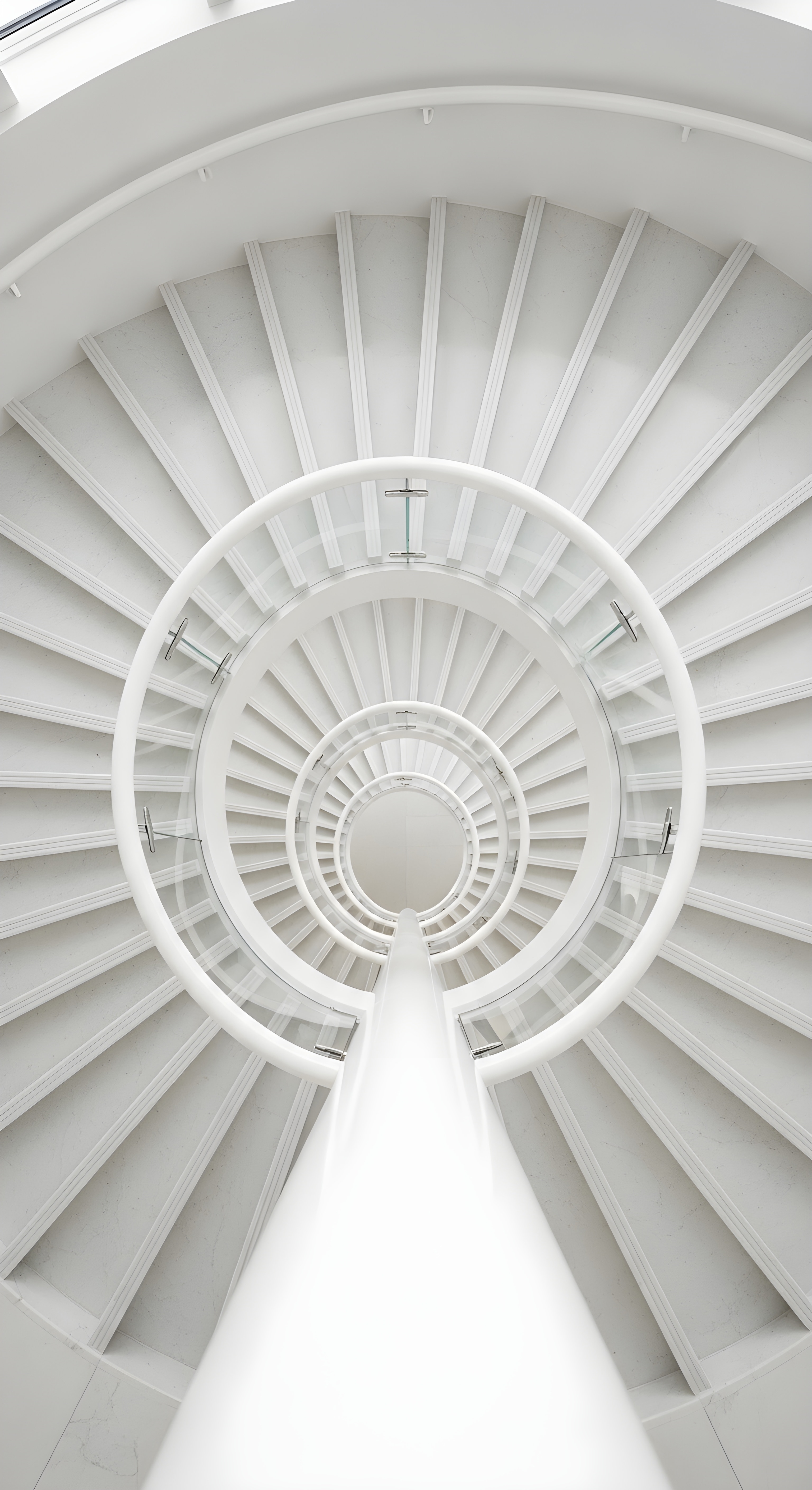 Modern White Spiral Staircase Aesthetic Wallpaper HD 4K for Mobile