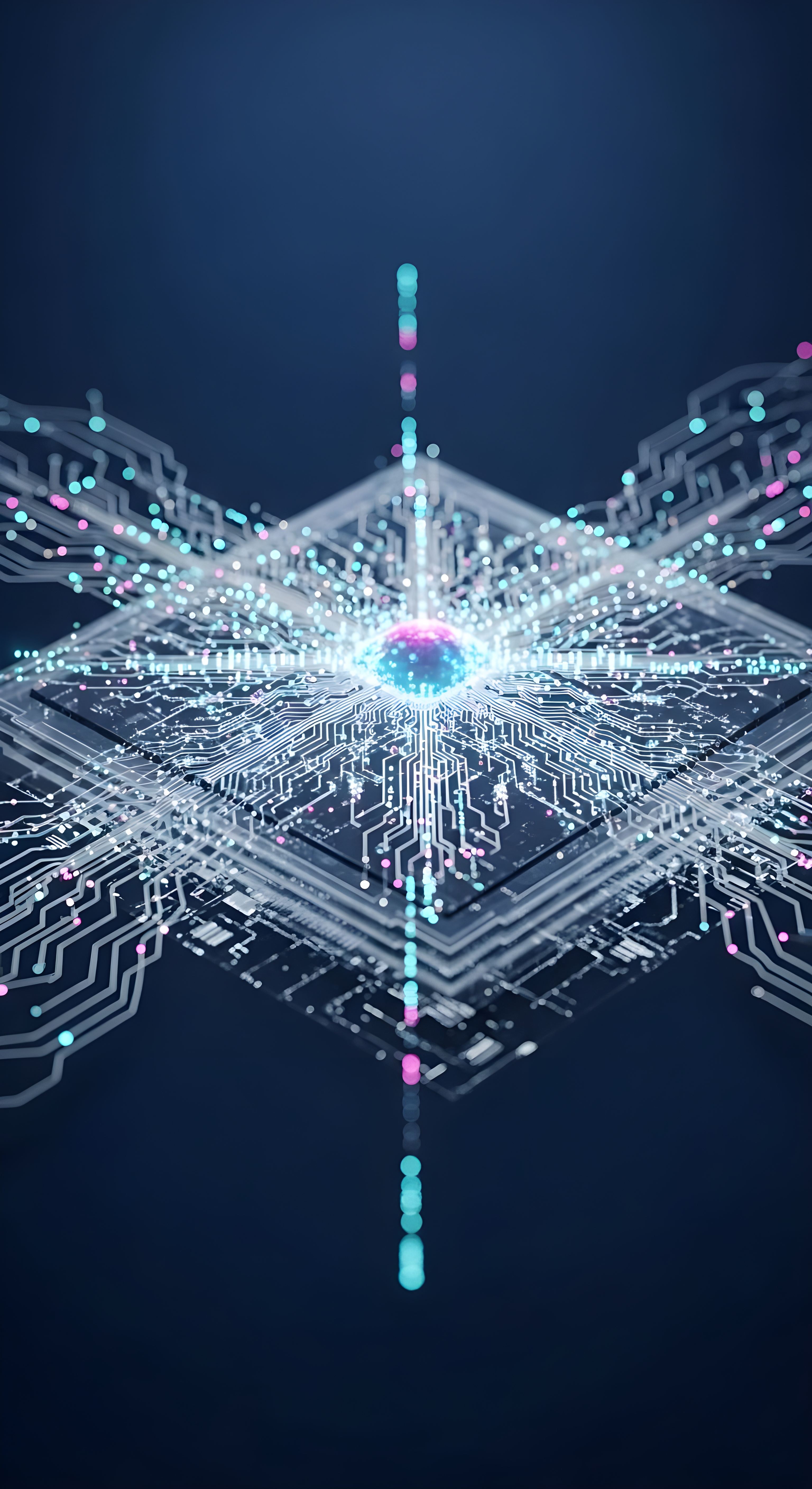 Futuristic AI Processor HD 4K Wallpaper - Aesthetic Tech Circuitry