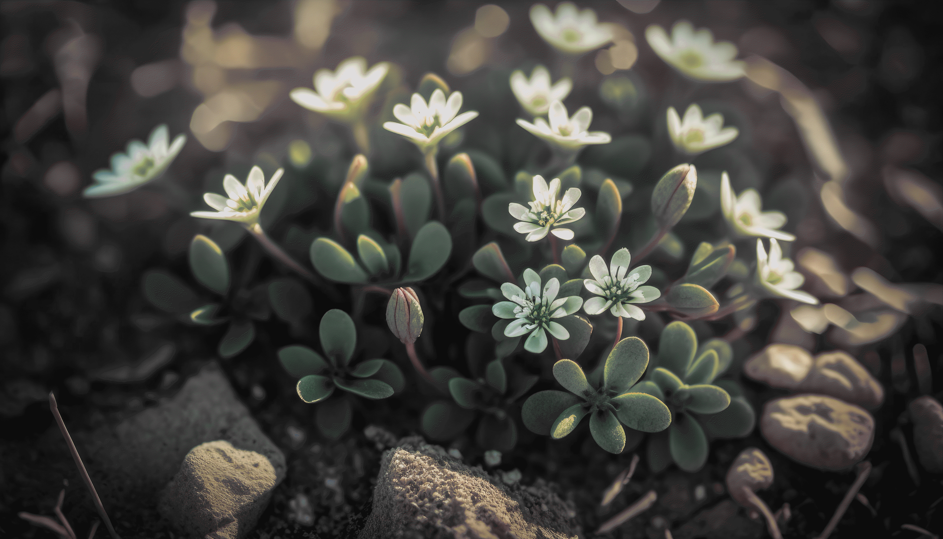 Aesthetic White Flowers Macro Wallpaper HD 4K - Serene Nature Background