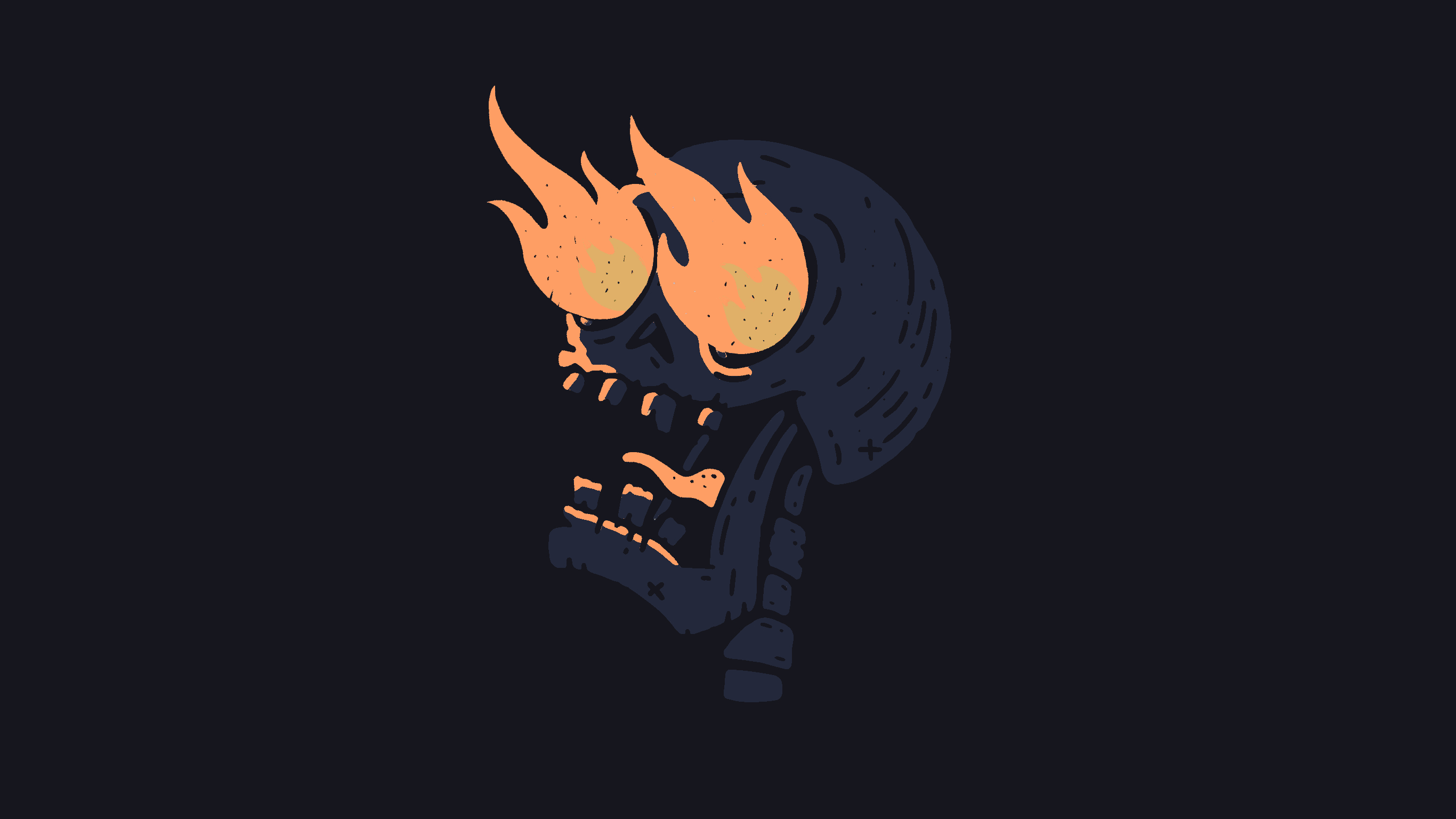 Cool Flaming Skull Aesthetic Wallpaper HD 4K - Dark Graphic Art