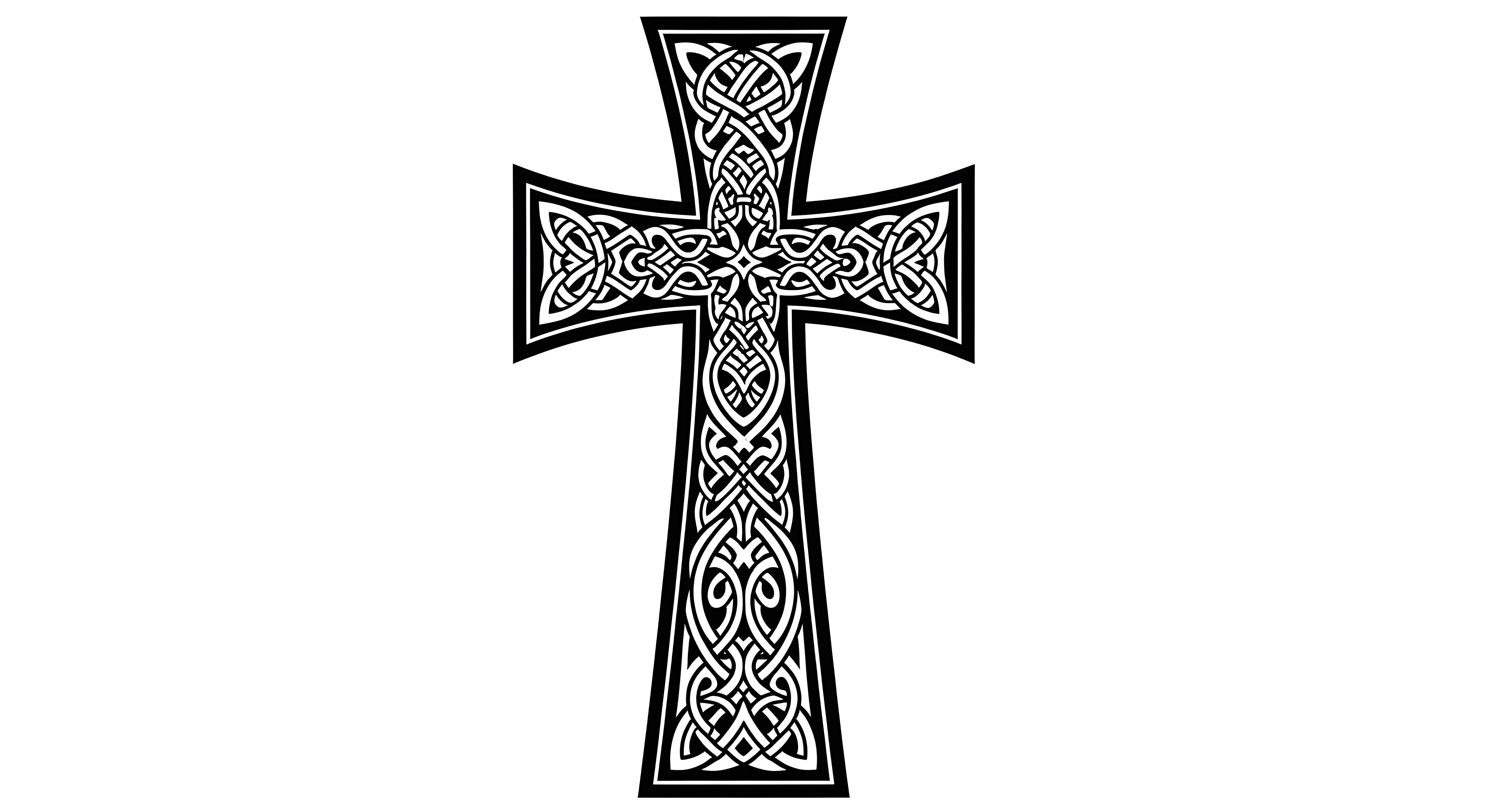 Aesthetic Celtic Cross Wallpaper HD 4K - Intricate Black and White Art
