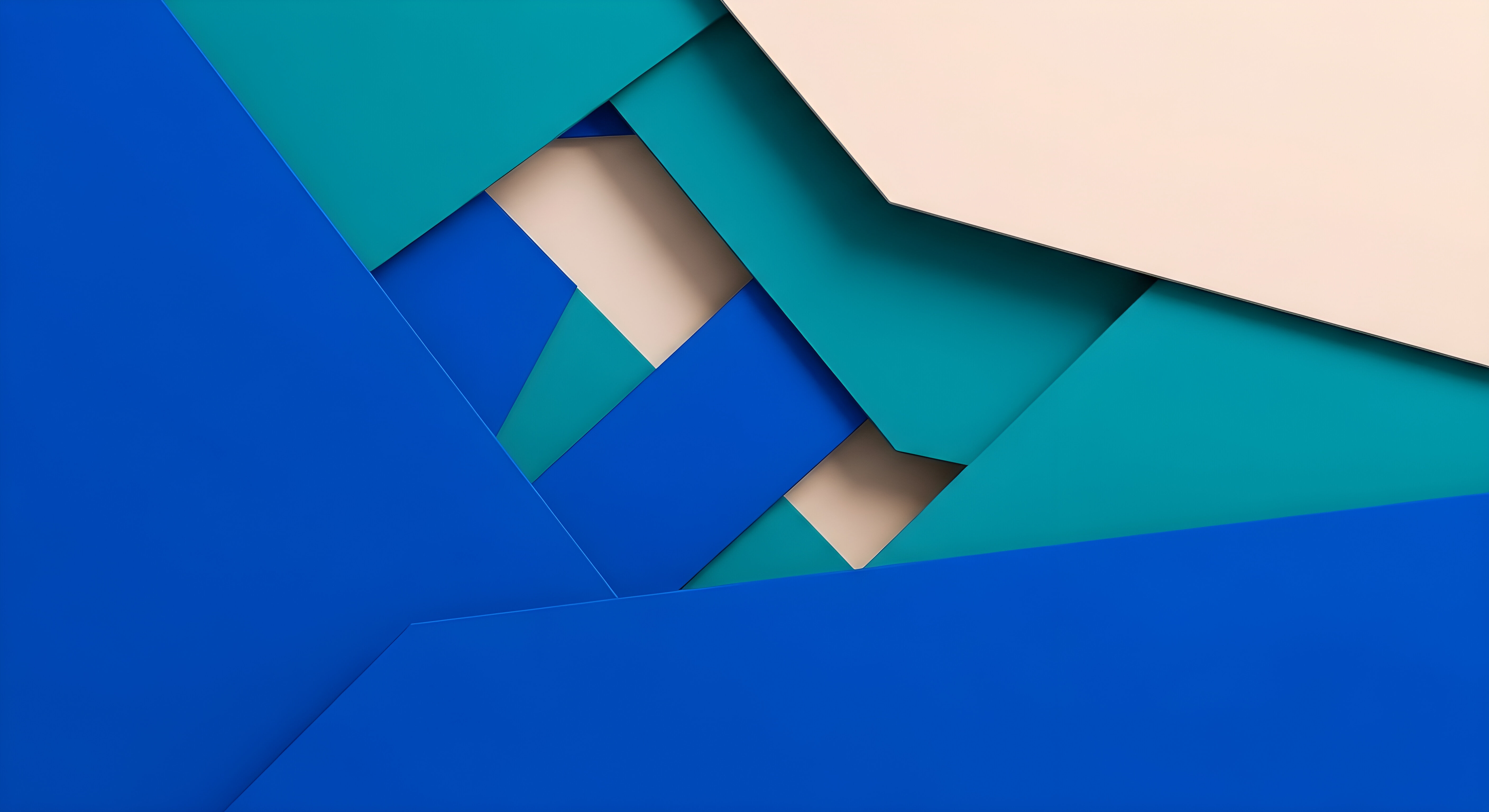 Abstract Geometric Material Design Wallpaper HD 4K - Modern Blue & Teal
